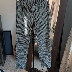 Womens Black and White Checkered Stretch Pants